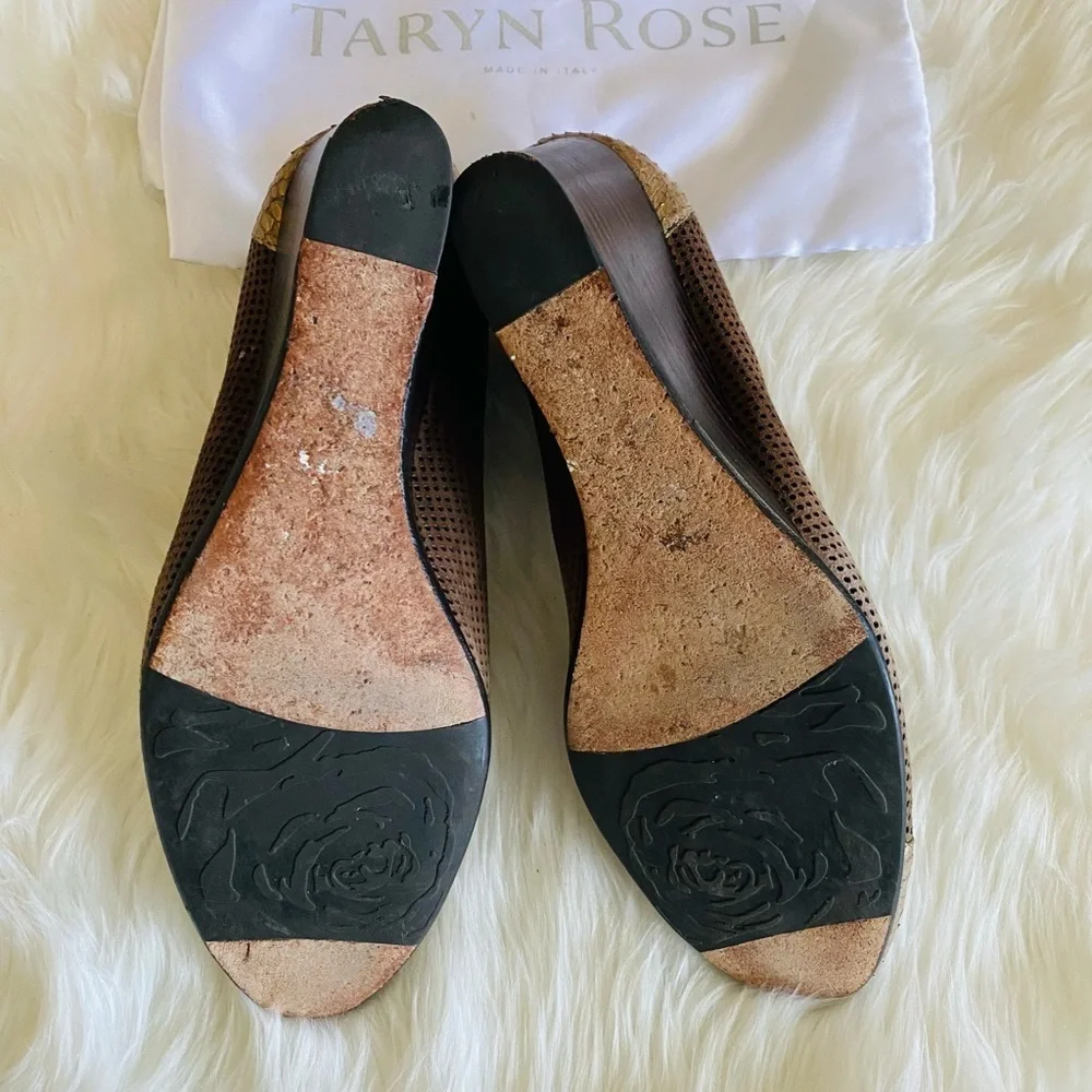 Taryn Rose Kingspoint leather snake embossed wedge, Sz. 39.5